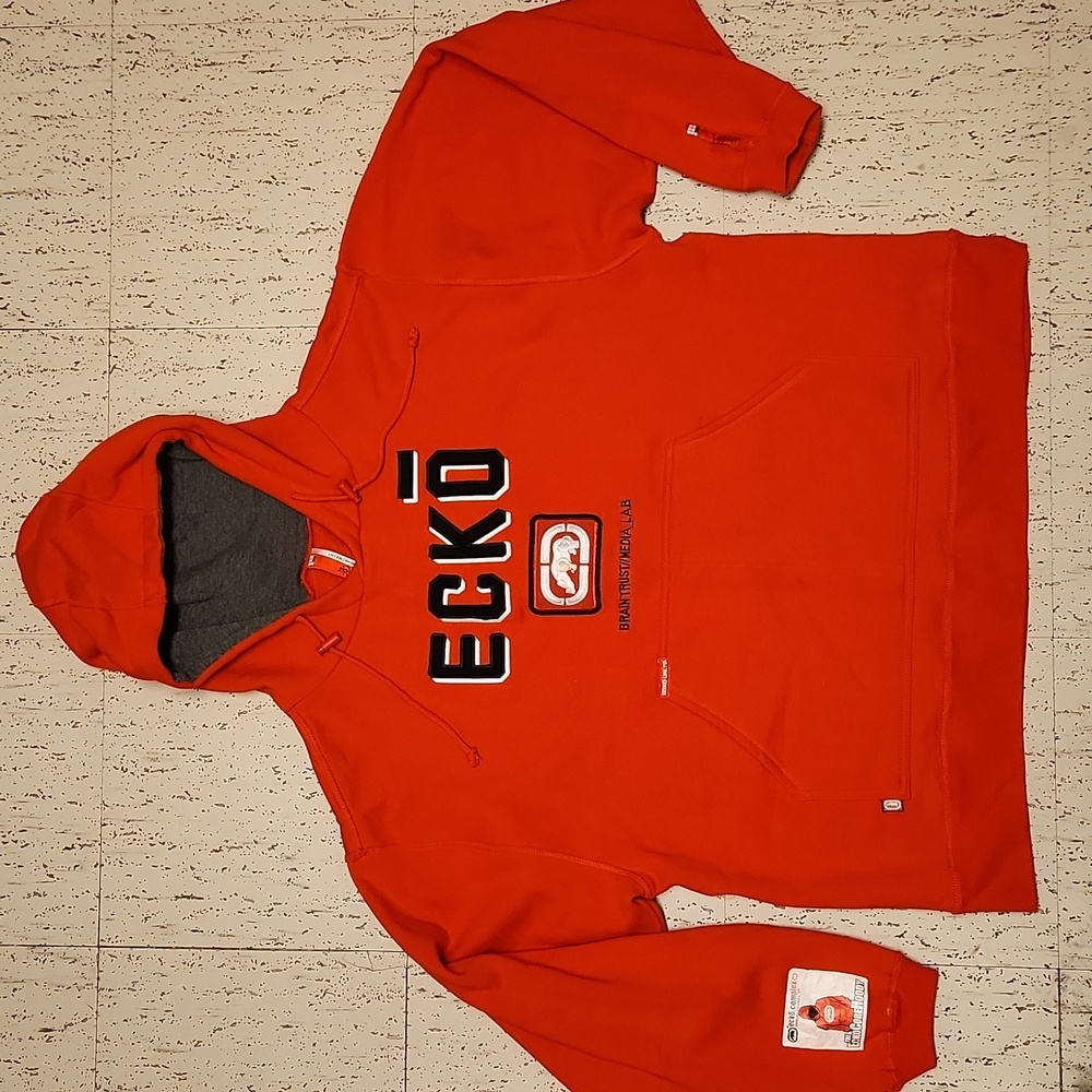 Ecko Oversized Red Big Rhino Spellout Pullover Hoodie Sweater Vintage Y2K